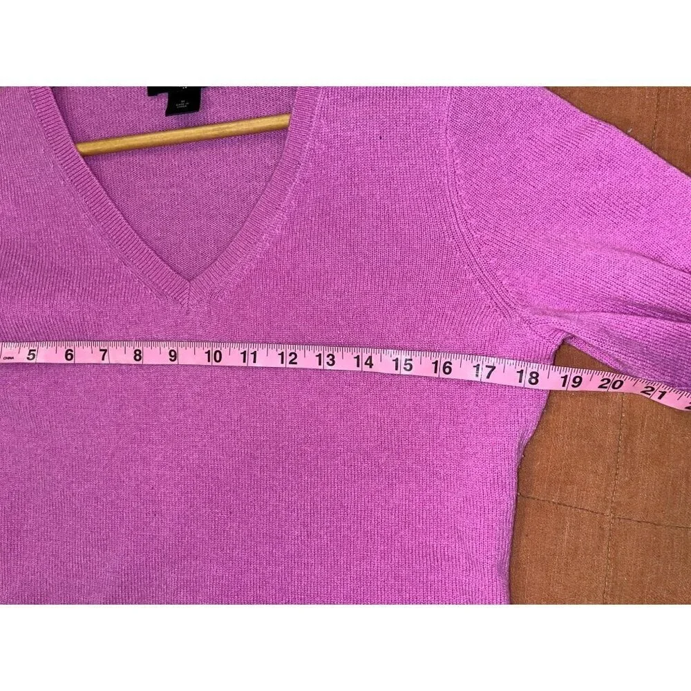 Ann Taylor Hot Pink 100% Cashmere V-Neck Pullover Sweater Women's Size M